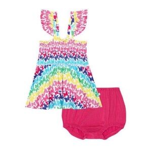 Posh Peanut Rainbow Butterfly Smocked Top & Bloomers Set